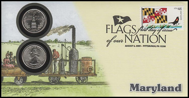 4296 / 42c Flags Of Our Nation : Maryland State Quarter Coin Fleetwood 2010 First Day Cover