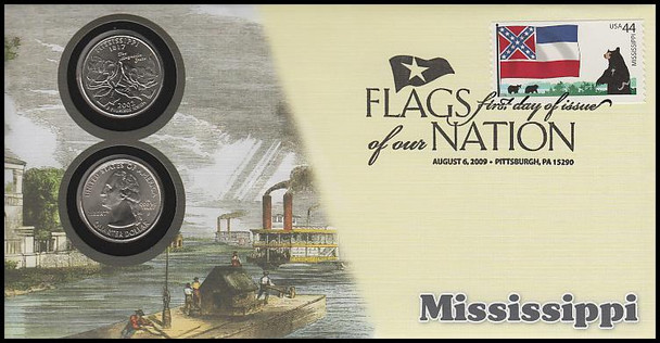 4300 / 42c Flags Of Our Nation : Mississippi State Quarter Coin Fleetwood 2010 First Day Cover