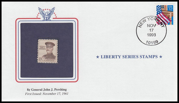 1214 / 8c Genral John J. Pershing Encapsulated Stamp PCS Commemorative Cover with Info Card