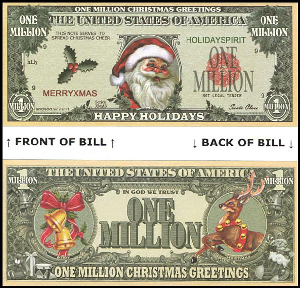 Santa Claus : Christmas Greetings 1 Million Novelty Commemorative Bill