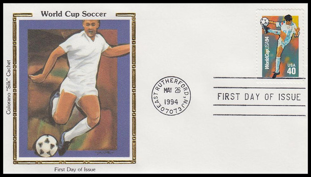 2834 - 2836 /  29c, 40c, 50c World Cup Soccer Championships Set of 3 Colorano Silk 1994 FDCs