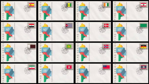528-543 / 25c Flag Series Set of 16 United Nations 1988 First Day Covers