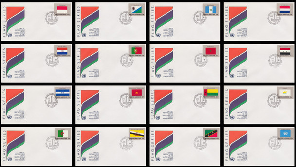 554 - 569 / 25c Flag Series Set of 16 United Nations 1989 First Day Covers