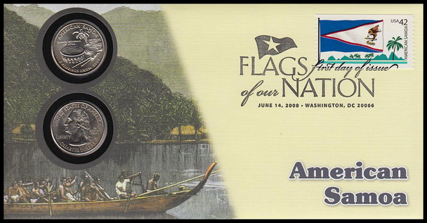 4276 / 42c Flags Of Our Nation : American Samoa State Quarter Coin Fleetwood 2008 First Day Cover