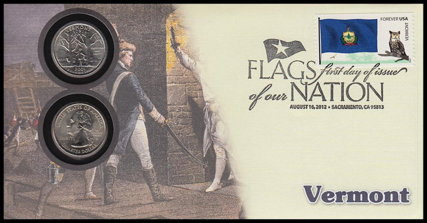4325 / 42c Flags Of Our Nation : Vermont State Quarter Coin Fleetwood 2012 First Day Cover