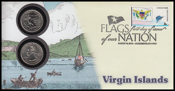 4326 / 42c Flags Of Our Nation : Virgin Islands State Quarter Coin Fleetwood 2012 First Day Cover