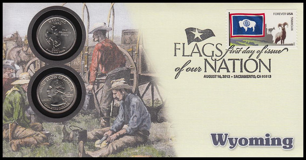 4331 / 42c Flags Of Our Nation : Wyoming State Quarter Coin Fleetwood 2012 First Day Cover