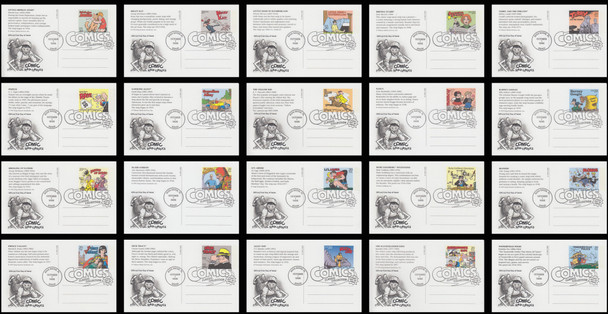 UX221 - UX240 / 20c Classic Comic Strips Set of 20 Artcraft 1995 Postal Card FDCs