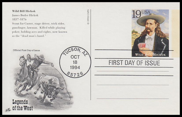 UX178 - UX197 / 19c Legends of the West : Tucson, AZ Postmark Set of 20 Artcraft 1994 Postal Card FDCs