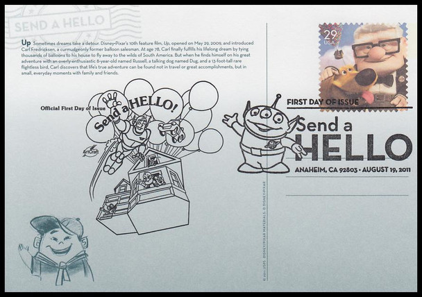 UX622 - UX626 / 29c Pixar Films : Send A Hello Set of 5 Artcraft 2011 Postal Card FDCs