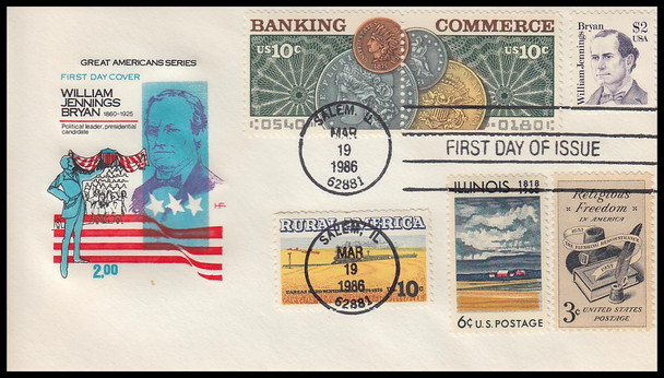 2195 / $2 William Jennings Bryans Combo House of Farnam First Day Cover