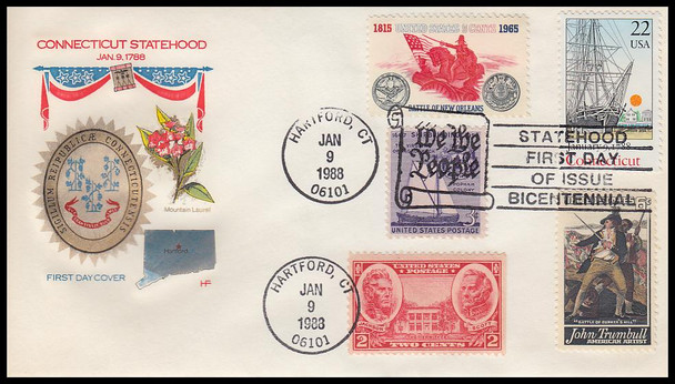 2340 / 22c Connecticut Statehood Combo 1988 House of Farnam First Day Cover