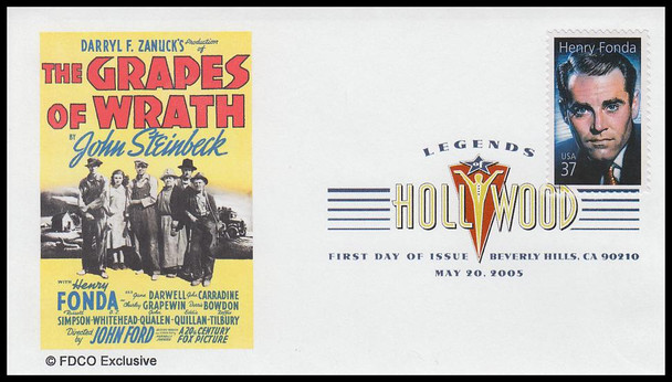 3911 / 37c Henry Fonda PSA : Legends of Hollywood Series 2005 Digital Color Postmark FDCO Exclusive FDC