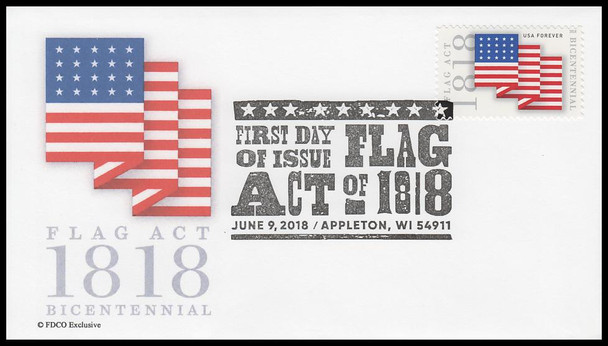5284 / 49c Flag Act of 1818 FDCO Exclusive 2018 FDC