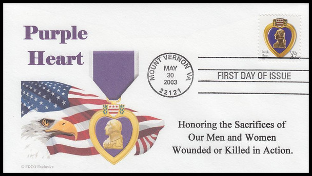 3784 / 37c Purple Heart 2003 FDCO Exclusive First Day Cover