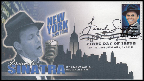4265 / 42c Frank Sinatra : New York, NY Postmark 2008 Therome Cachets FDC #15 of 25