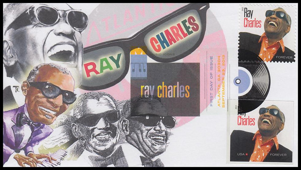 4807 & 4807a / 46c Ray Charles w/imperf stamp Atlanta, GA Postmark Digital Color Postmark 2013 Therome Cachets FDC #7 of 16