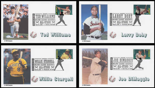 4694 - 4697 / 45c Major League Baseball All-Stars Different Postmarks Set of 4 FDCO Exclusive 2012 First Day Covers
