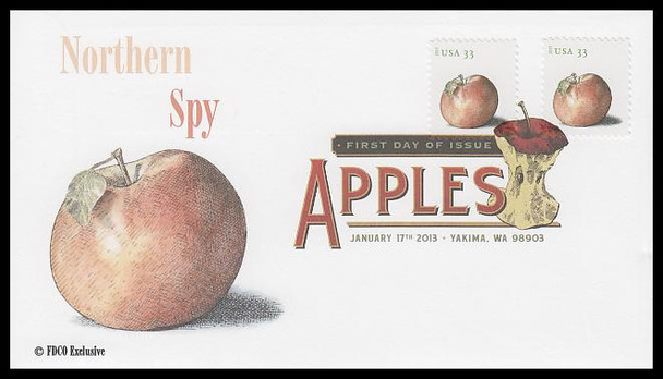 4727 - 4730 / 33c Apples Digital Color Postmark Set of 4 FDCO Exclusive 2012 First Day Covers
