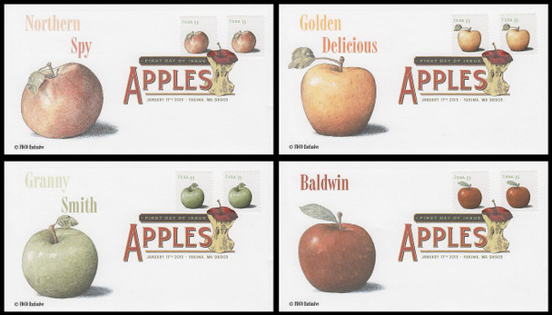 4727 - 4730 / 33c Apples Digital Color Postmark Set of 4 FDCO Exclusive 2012 First Day Covers