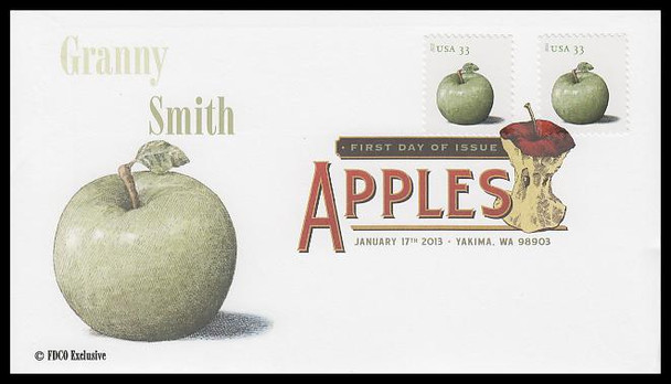 4727 - 4730 / 33c Apples Digital Color Postmark Set of 4 FDCO Exclusive 2012 First Day Covers