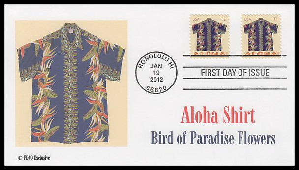 4592 - 4596 / 32c Aloha Shirts Set of 5 FDCO Exclusive 2012 First Day Covers