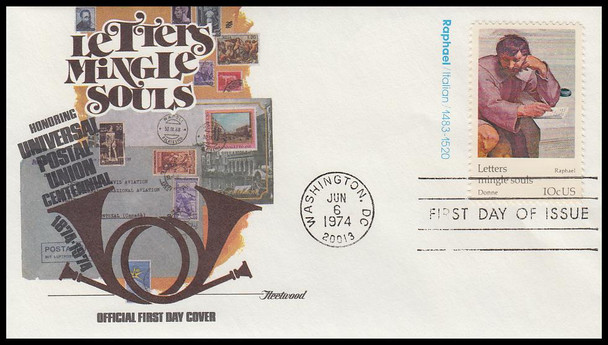 1530 - 1537 / 10c Universal Postal Union Set of 8 with Pamphlet Fleetwood 1974 First Day Covers