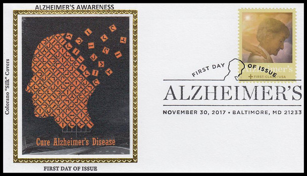 B6 / 49c + 11c Alzheimer's Research SemiPostal Set of 5 Colorano Silk 2017 First Day Covers
