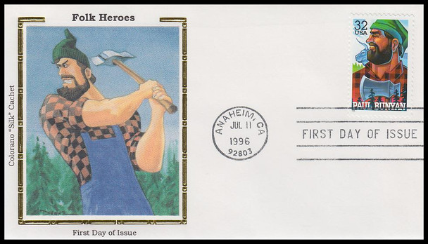 3083 - 3086 / 32c Folk Heroes Set of 4 Colorano Silk 1996 First Day Cover