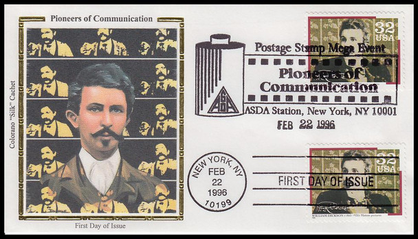 3061 - 3064 / 32c Pioneers of Communication Dual Postmarks Set of 4 Colorano Silk 1996 First Day Covers