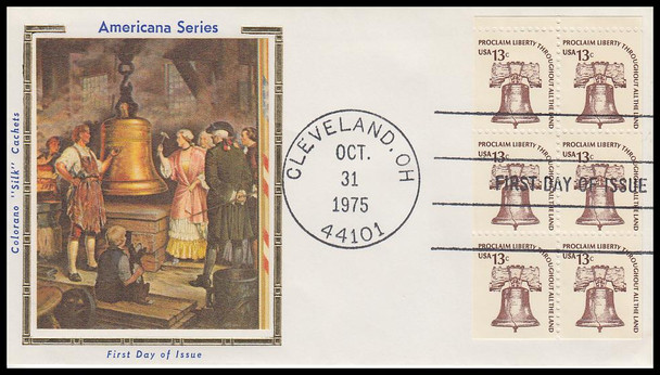 1595a / 13c Liberty Bell Booklet : Americana Series  1975 Colorano Silk First Day Cover