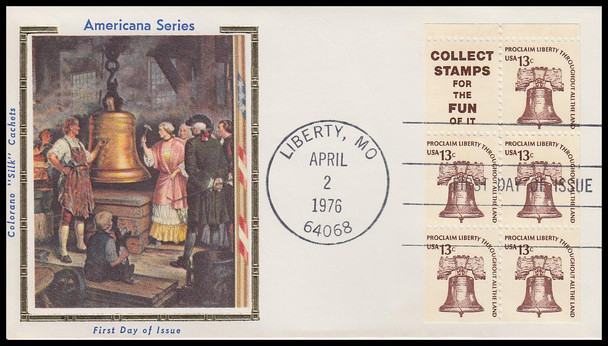 1595d / 13c Liberty Bell Booklet : Americana Series  1976 Colorano Silk First Day Cover