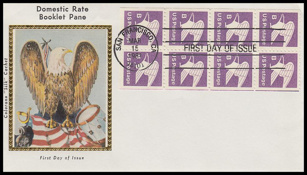 1819a / B - Rate Eagle Booklet Pane 1981 Colorano Silk First Day Cover