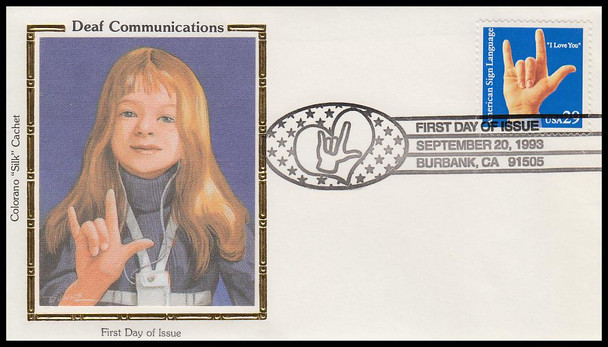 2783 - 2784 / 29c Deafness / Sign Language Set of 2 Colorano Silk 1993 First Day Covers