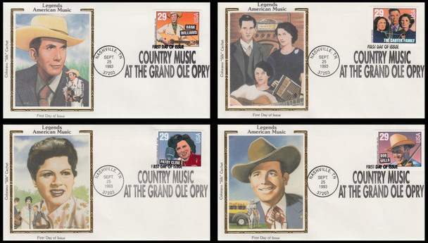 2775 - 2778 / 29c Legends of Country and Western Music Booklet Set  of 4 Colorano Silk 1993 First Day Covers