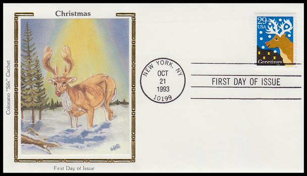 2791 - 2794 / 29c Greetings Christmas Set  of 4 Colorano Silk 1993 First Day Covers