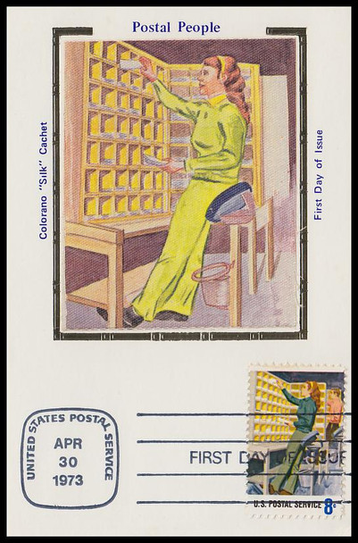 1489 -1498 / 8c Postal Service Employees Set of 10 Colorano Silk 1973 First Day of Issue Maxi Cards