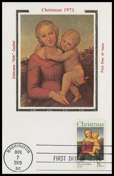 1507 / 8c The Small Cowper Madonna : Christmas 1973 Colorano Silk First Day of Issue Maxi Card