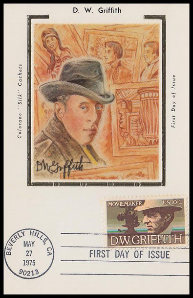 1555 / 10c David W. Griffith 1975 Colorano Silk First Day of Issue Maxi Card