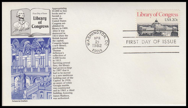 2004 / 20c Library of Congress 1982 Aristocrat Cachets First Day Cover