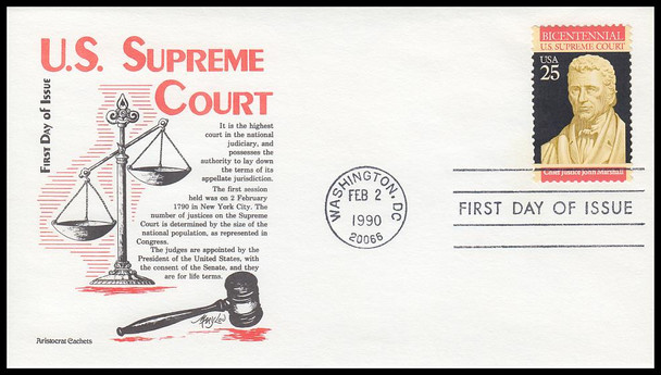 2415 / 25c Supreme Court Constitution : Bicentennial Series 1990 Aristocrat Cachets First Day Cover