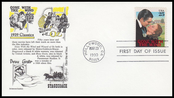 2445 - 2448 / 25c Classic Films Set of 4 Aristocrat Cachets 1990 First Day Covers