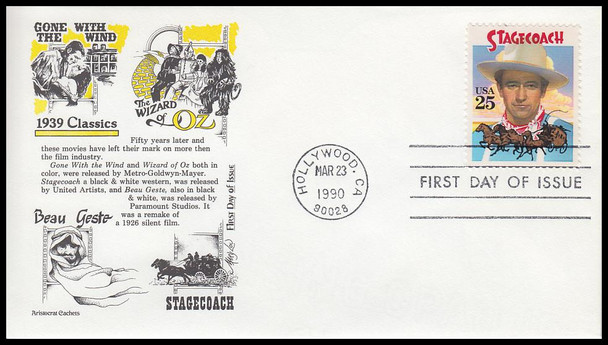 2445 - 2448 / 25c Classic Films Set of 4 Aristocrat Cachets 1990 First Day Covers