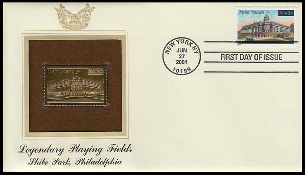 3510 - 3519 / 34c Legendary Baseball Playing Fields Set of 10 Gold Replica 2001 Postal Commemorative Society FDCs with info cards