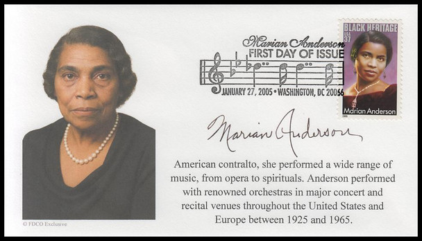 3896 / 37c Marian Anderson : Black Heritege 2005 FDCO Exclusive FDC