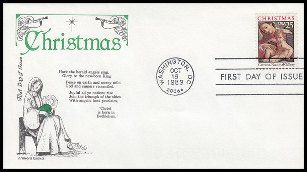 2427/ 25c Madonna and Child : Christmas Series 1989 Aristocrat Cachets First Day Cover