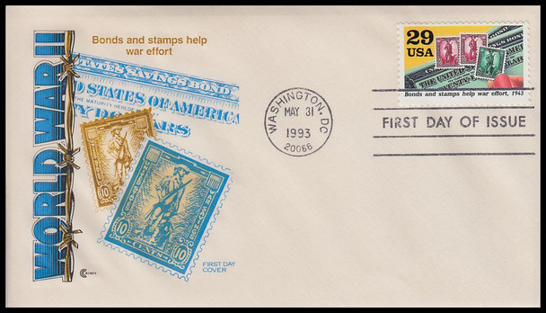 2765a - j / 1943 : " Turning the Tide " Set of 10 : World War II / WWII Series 1993 Cover Craft Cachets FDC With Insert Card (Limited Edition of Only 200 Made)