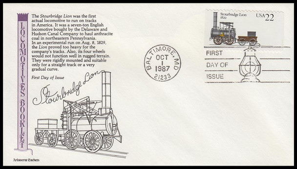 2362 - 2366 / 22c Locomotives Set of 5 Aristocrat Cachets 1987 First Day Covers