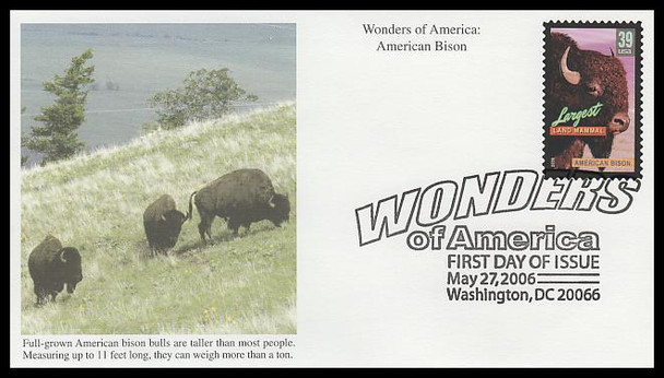 4041 / 39c American Bison, Largest Land Mammal : Wonders of America 2006 Mystic FDC