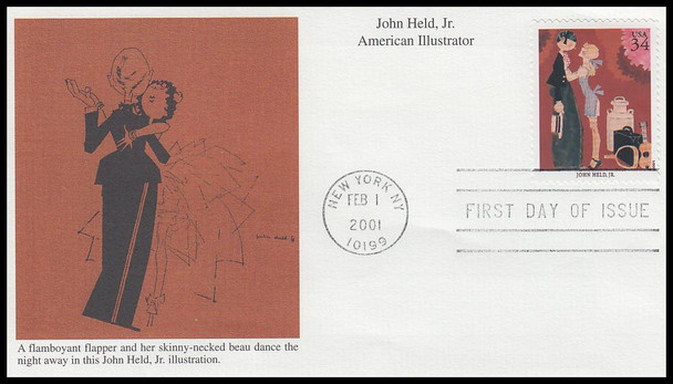 3502t / 34c John Held, Jr. : American Illustrator 2001 Mystic FDC